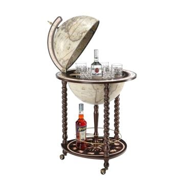 Da Vinci Beyaz Dünya Bar Küre Şaraplık İçki Servis Arabası Sunum World Globe Antika Tasarım Luxury