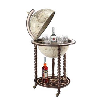 Da Vinci Beyaz Dünya Bar Küre Şaraplık İçki Servis Arabası Sunum World Globe Antika Tasarım Luxury