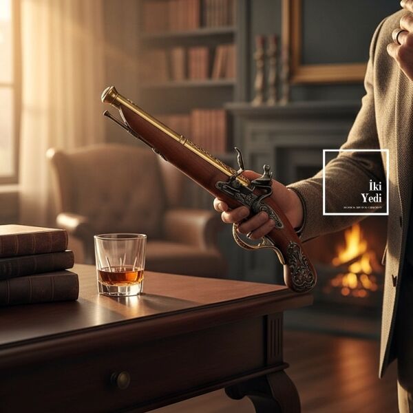 William 2’li Ahşap Kutulu Düello Tabancası Maketi, Dekoratif Tarihi Silah Seti Hediyelik Obje Lüks