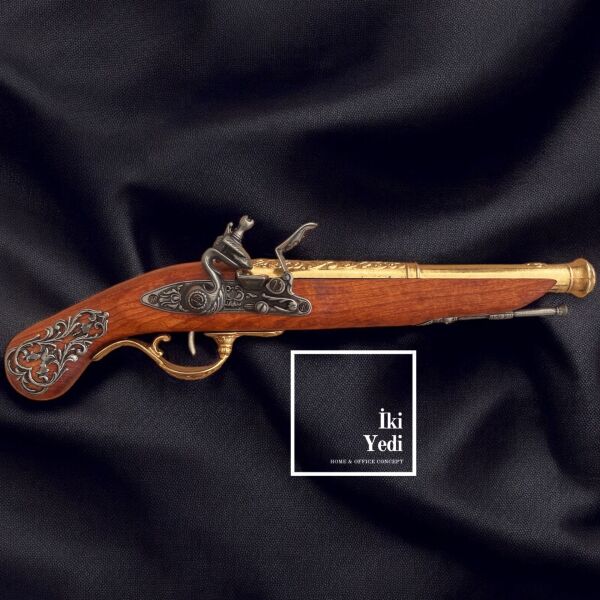 William 2’li Ahşap Kutulu Düello Tabancası Maketi, Dekoratif Tarihi Silah Seti Hediyelik Obje Lüks