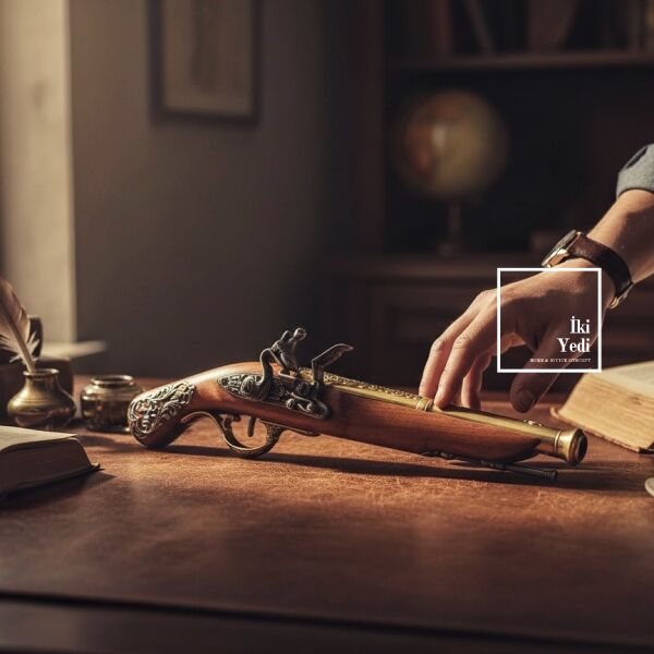 William 2’li Ahşap Kutulu Düello Tabancası Maketi, Dekoratif Tarihi Silah Seti Hediyelik Obje Lüks