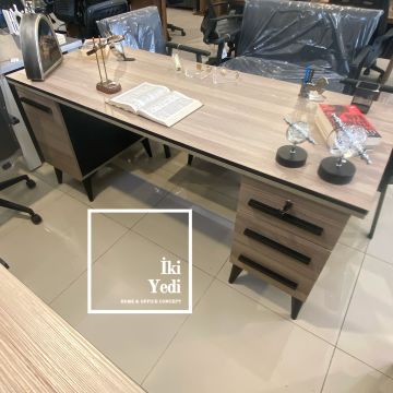 Nebraska 180 cm Ofis Mobilya Takımı Makam Odası Büro Mobilyaları Yönetici Çalışma Masası Seti 8 Parça