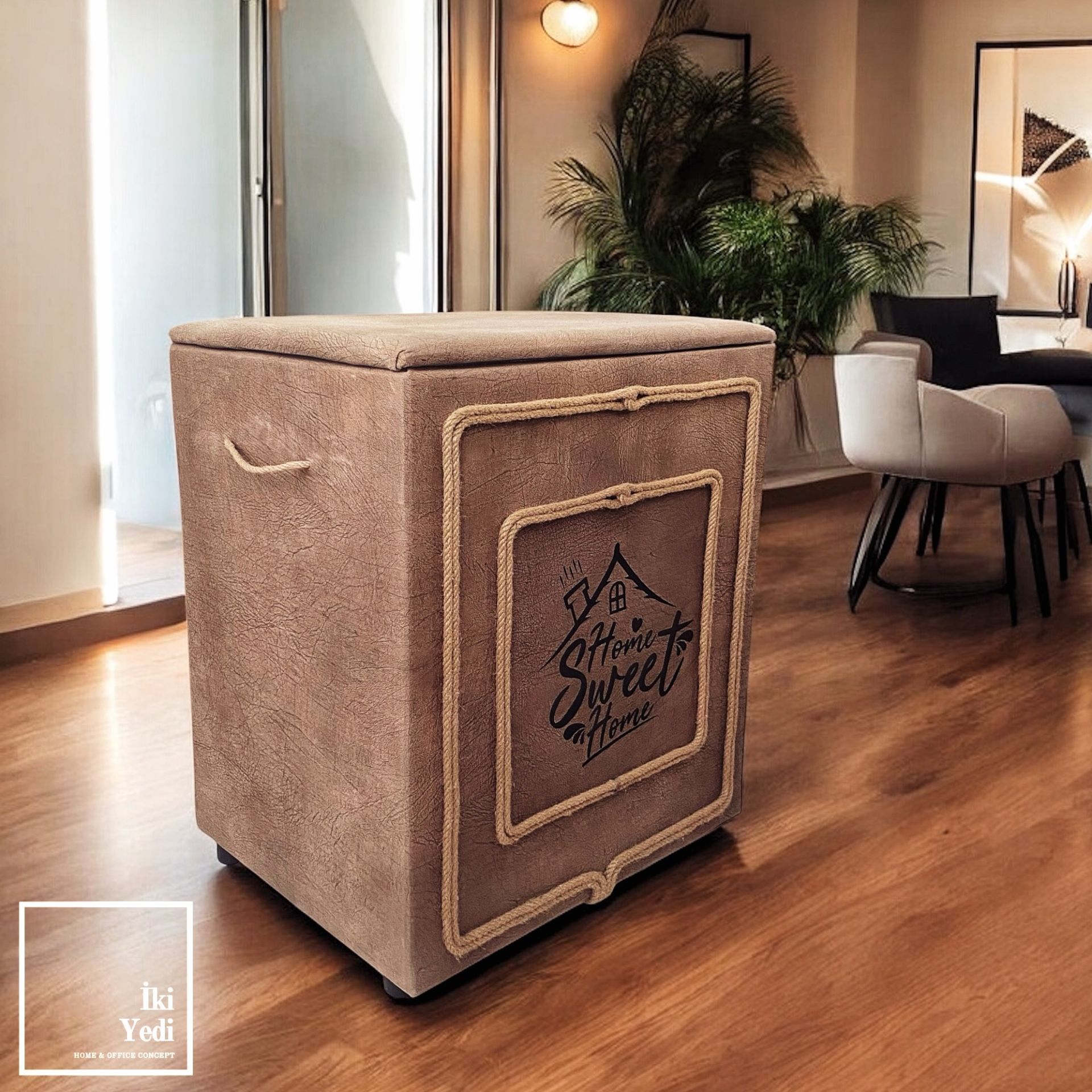 Home Sweet Home Kapaklı Açılır Sandıklı Puf Tabure Fonksiyonel ve Şık Saklama Alanı Antre Mobilya