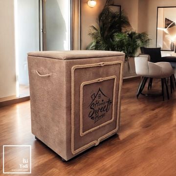 Home Sweet Home Kapaklı Açılır Sandıklı Puf Tabure Fonksiyonel ve Şık Saklama Alanı Antre Mobilya