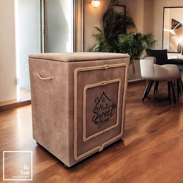 Home Sweet Home Kapaklı Açılır Sandıklı Puf Tabure Fonksiyonel ve Şık Saklama Alanı Antre Mobilya