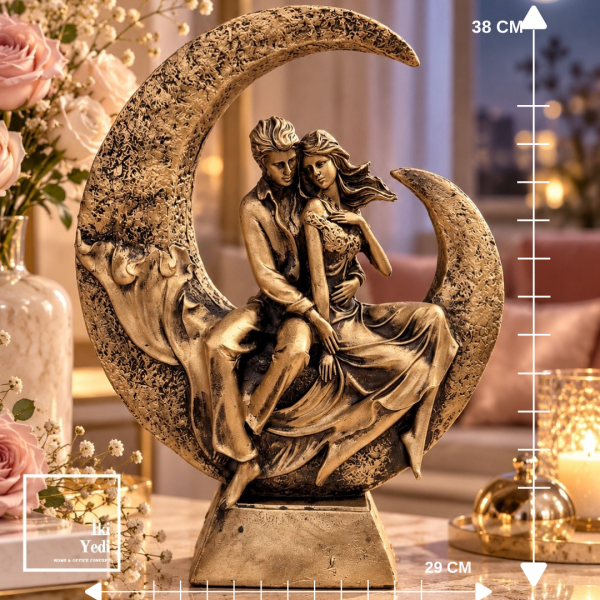 Aşk Geceyi Kucaklayınca Ay Sevgili Aşıklar Dekoru Sevgiliye Hediyelik Dekoratif Obje Heykel Biblo
