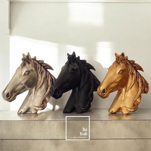 Biafra At Kafası Biblo At Figür Dekoratif Obje Gold Gri Siyah Ev Ofis Büro Hediyesi Anlamlı Hediyelik Eşyalar