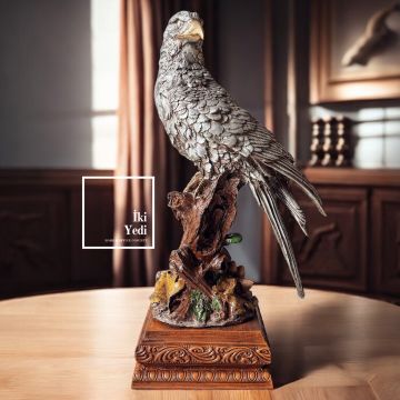 Jonathan 43 cm Büyük Kartal Heykeli Gümüş Şahin Ev Ofis Büro Dekorasyon Ürünleri Hediyelik Eşyalar