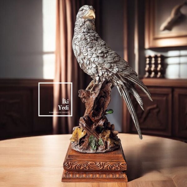 Jonathan 43 cm Büyük Kartal Heykeli Gümüş Şahin Ev Ofis Büro Dekorasyon Ürünleri Hediyelik Eşyalar