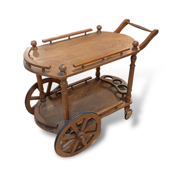 Jimbro Masif Ahşap İçki Servis Arabası Seyyar Tekerlekli Sunum Sehpası Şaraplık Yemek Odası Hotel