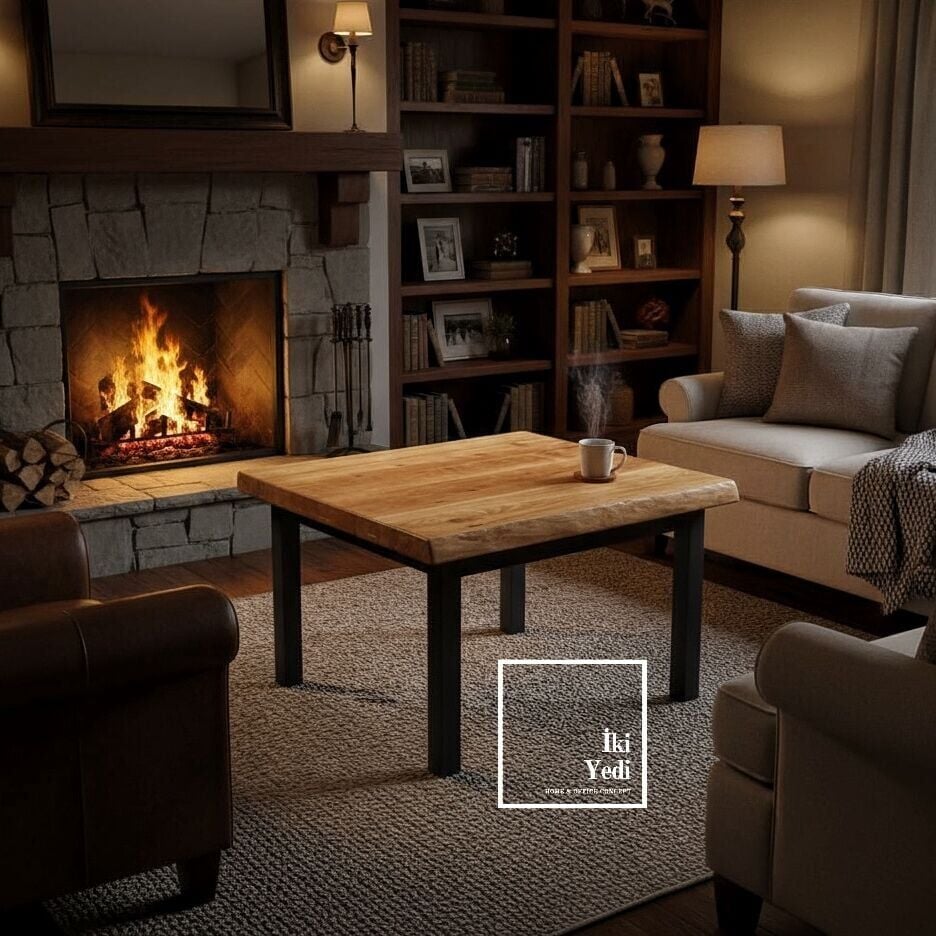 Lissom Masif Kayın Ağacı Sehpa Metal Ayaklı Orta Sehpa Ahşap Sehpa Modelleri Ev Dekorasyonu Ofis