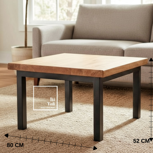 Lissom Masif Kayın Ağacı Sehpa Metal Ayaklı Orta Sehpa Ahşap Sehpa Modelleri Ev Dekorasyonu Ofis