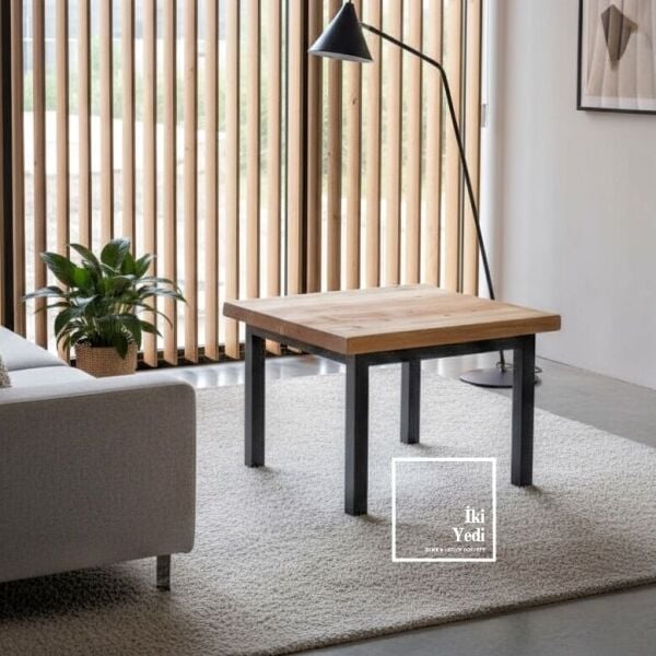 Lissom Masif Kayın Ağacı Sehpa Metal Ayaklı Orta Sehpa Ahşap Sehpa Modelleri Ev Dekorasyonu Ofis