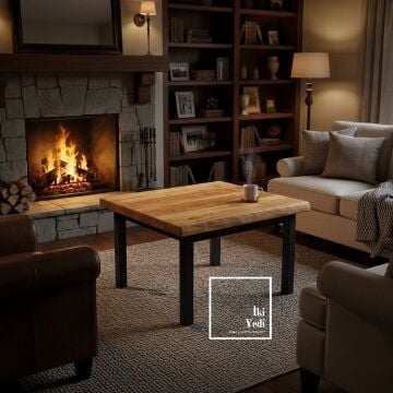 Lissom Masif Kayın Ağacı Sehpa Metal Ayaklı Orta Sehpa Ahşap Sehpa Modelleri Ev Dekorasyonu Ofis