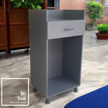 Garcia Antrasit Gri Çekmeceli Kürsü Tipi Karşılama Bankosu Konuşma Kürsüsü Resepsiyon Danışma Masası Para Kasası