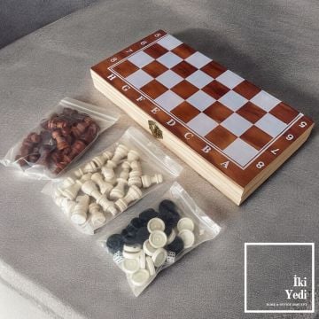 Pickford Ahşap Satranç ve Tavla Takımı Oyun Seti Hediyelik Masa Oyunu Ev ve Ofis Oyuncakları