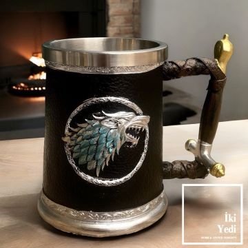 Wc-Stark Paslanmaz Çelik Kabartmalı Kurt Figür Kupa Bardak Lüks Hediyelik Objeler Dekoratif İçecek Aksesuarlar Winter is Coming