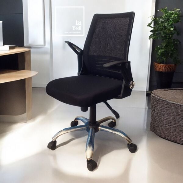 Stankov Hareketli Oynar Kollu Çalışma Sandalyesi Döner Koltuk Ofis Büro Koltuğu Demir Ayaklı Fileli Ev Bilgisayar Sekreter Personel Yönetici