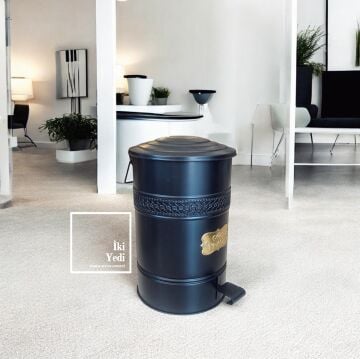 Thuram Siyah Metal Pedallı Çöp Kovası Seti 30L & 16L – Ofis Tipi Şık Çöp Kutusu, Ofis Hediyesi
