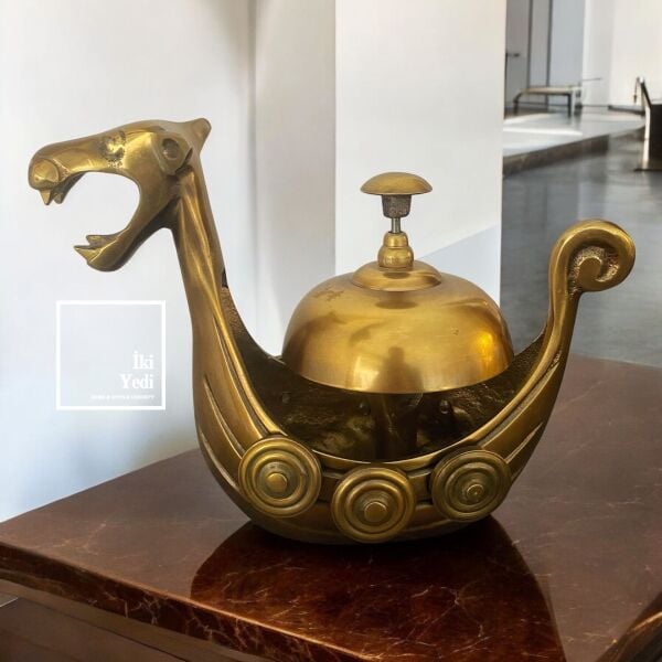 Dragon Figür Resepsiyon Zili Karşılama Bankosu Üzeri Dekoratif Aksesuar Ejderha Ofis Hediyesi Çan Pirinç