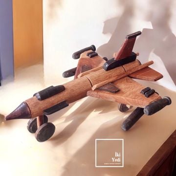 Ahşap Jet Uçak Maketi Dekoratif Objeler Havacılık Figür Ofis Hediyesi Ev Dekorasyonu Savaş Uçağı