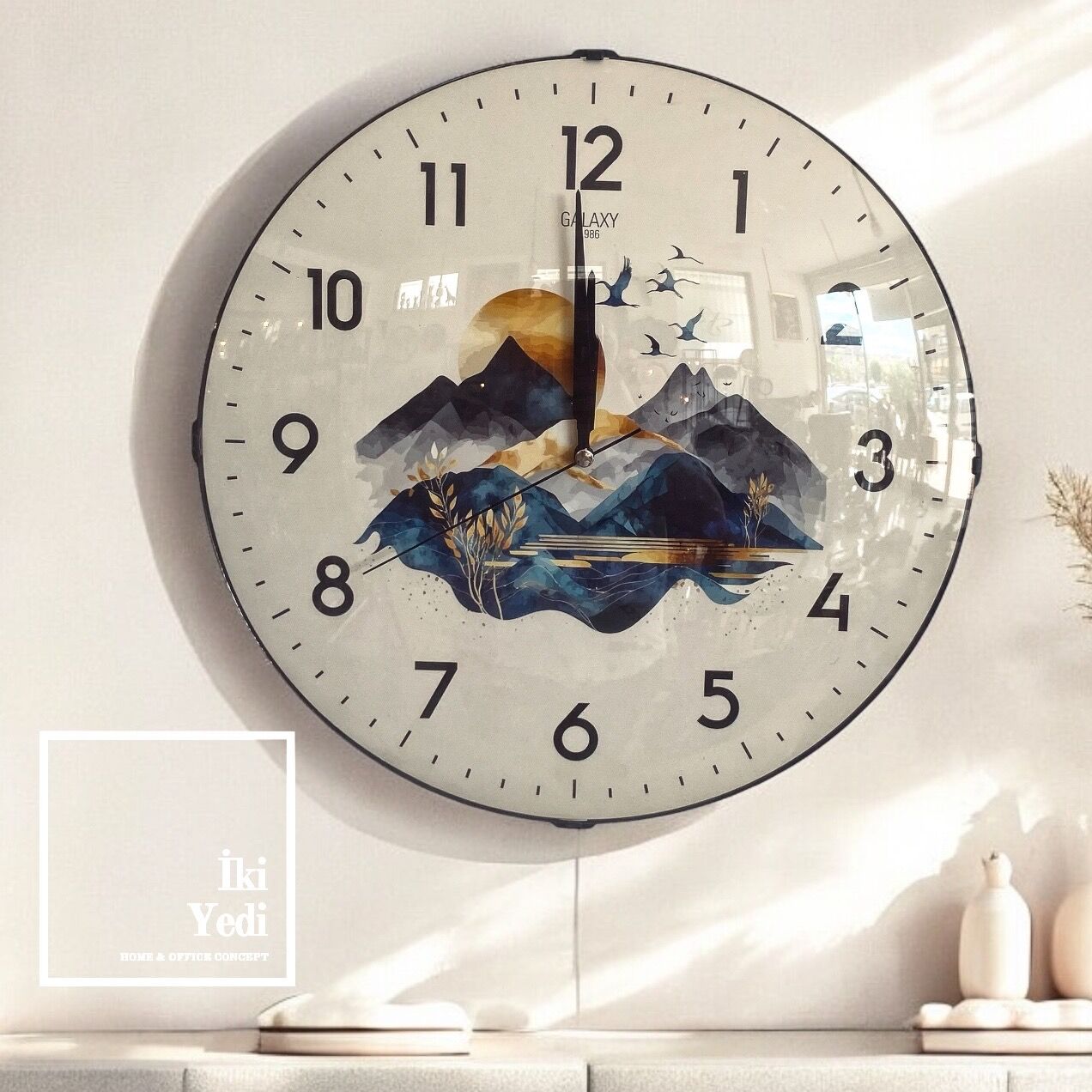 Lorente 35 cm Minimal Sessiz Mekanizmalı Duvar Saati, Modern Dekoratif Salon Ofis Saati