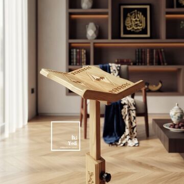 Vuslat 771 Ayarlanabilir Ahşap Ayaklı Rahle, Yer ve Koltuk Kullanımına Uygun Zarif Okuma Standı