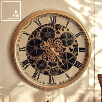 Lobotka 77-1 70 cm Vintage Çarklı Mekanizmalı Duvar Saati, Roma Rakamlı Endüstriyel Büyük Saat