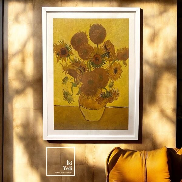 Ünlü Ressam Van Gogh 'un Ayçiçekleri Tablosu Natürmort Sanat Eseri Duvar Dekorasyonu Ev Ofis Büro Hediyesi