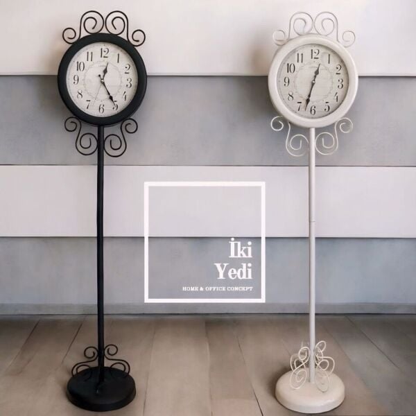 Bronn Ferforje Ayaklı Saat Metal Gövdeli Büyük Salon Saati Lobi Ofis Mağaza Dekoru