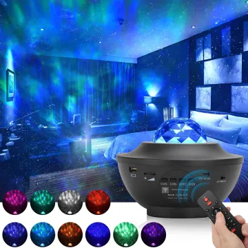Müzikli Yıldızlı Gökyüzü Projektör Gece Lambası Bluetooth Hoparlörlü LED Atmosfer Uzaktan Kumandalı