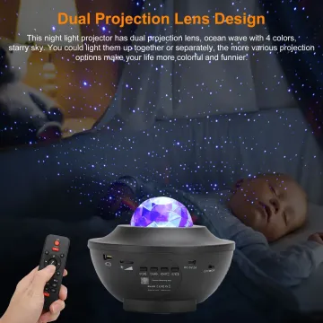 Müzikli Yıldızlı Gökyüzü Projektör Gece Lambası Bluetooth Hoparlörlü LED Atmosfer Uzaktan Kumandalı
