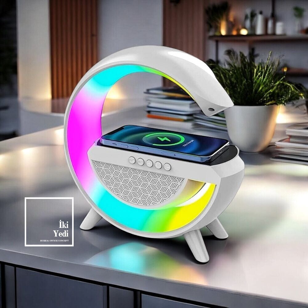 RGB Gece Lambası Hoparlör Kablosuz Şarjlı Bluetooth Speaker Tasarım LED Işık Dekoratif Masa Lambası