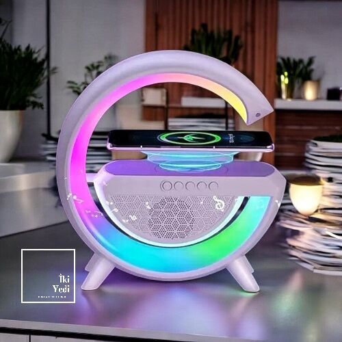 RGB Gece Lambası Hoparlör Kablosuz Şarjlı Bluetooth Speaker Tasarım LED Işık Dekoratif Masa Lambası