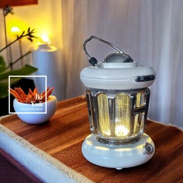 Barthez Retro Kamp Feneri Tasarımlı Şarjlı Gece Lambası Taşınabilir Masa Lambası