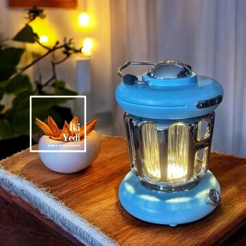 Barthez Retro Kamp Feneri Tasarımlı Şarjlı Gece Lambası Taşınabilir Masa Lambası