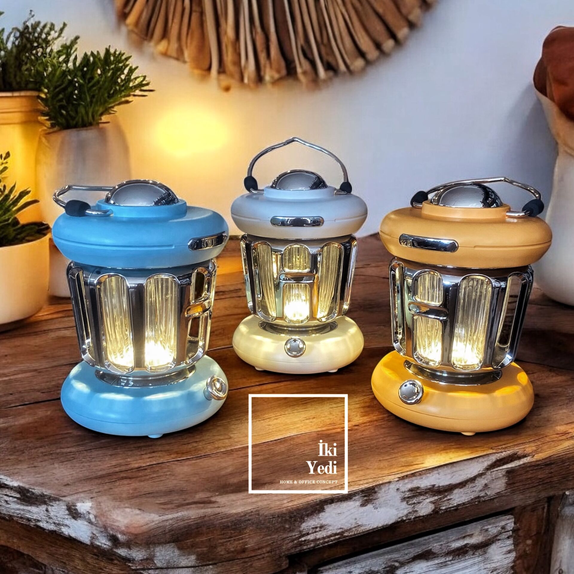 Barthez Retro Kamp Feneri Tasarımlı Şarjlı Gece Lambası Taşınabilir Masa Lambası