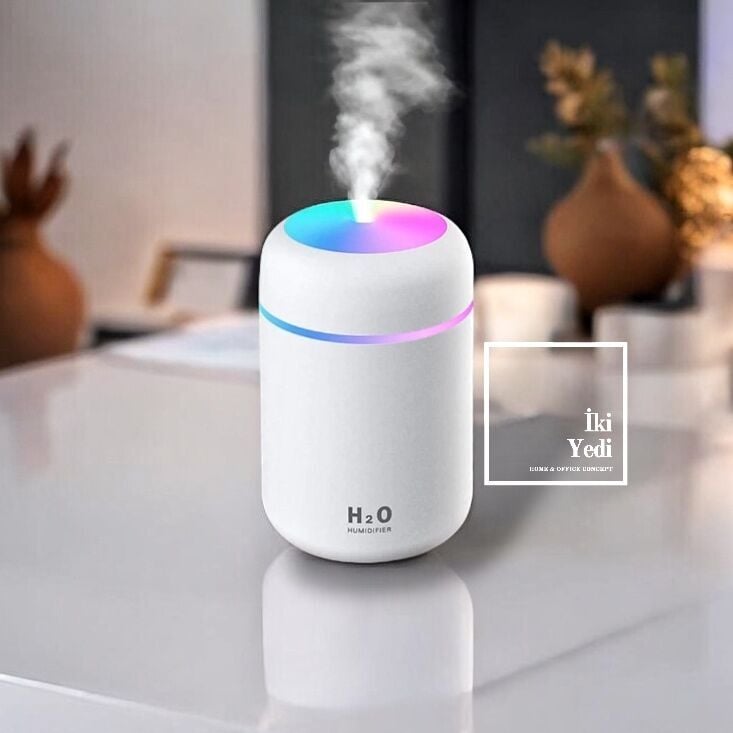 H2O Mini Aromaterapi Araç Ev Tipi Buhar Makinesi USB Ultrasonik Nemlendirici Gece Lambalı Difüzör