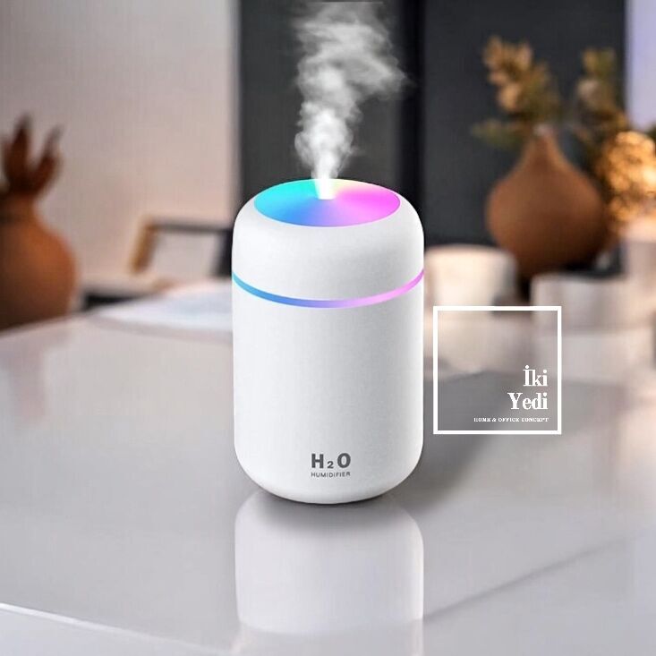 H2O Mini Aromaterapi Araç Ev Tipi Buhar Makinesi USB Ultrasonik Nemlendirici Gece Lambalı Difüzör