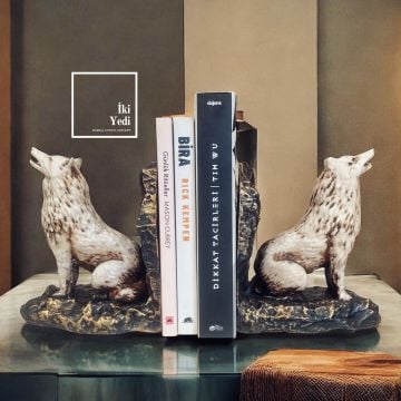 Bozkurt Figürlü Kitap Tutucu Seti – Maskülen Kitap Destekleri Ev Ofis Dekoratif Hediyelik Obje