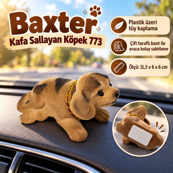 Baxter 773 Kafa Sallayan Köpek Torpido Üstü Araç İçi Nostaljik Aksesuar Köpek Biblo Mini Boy