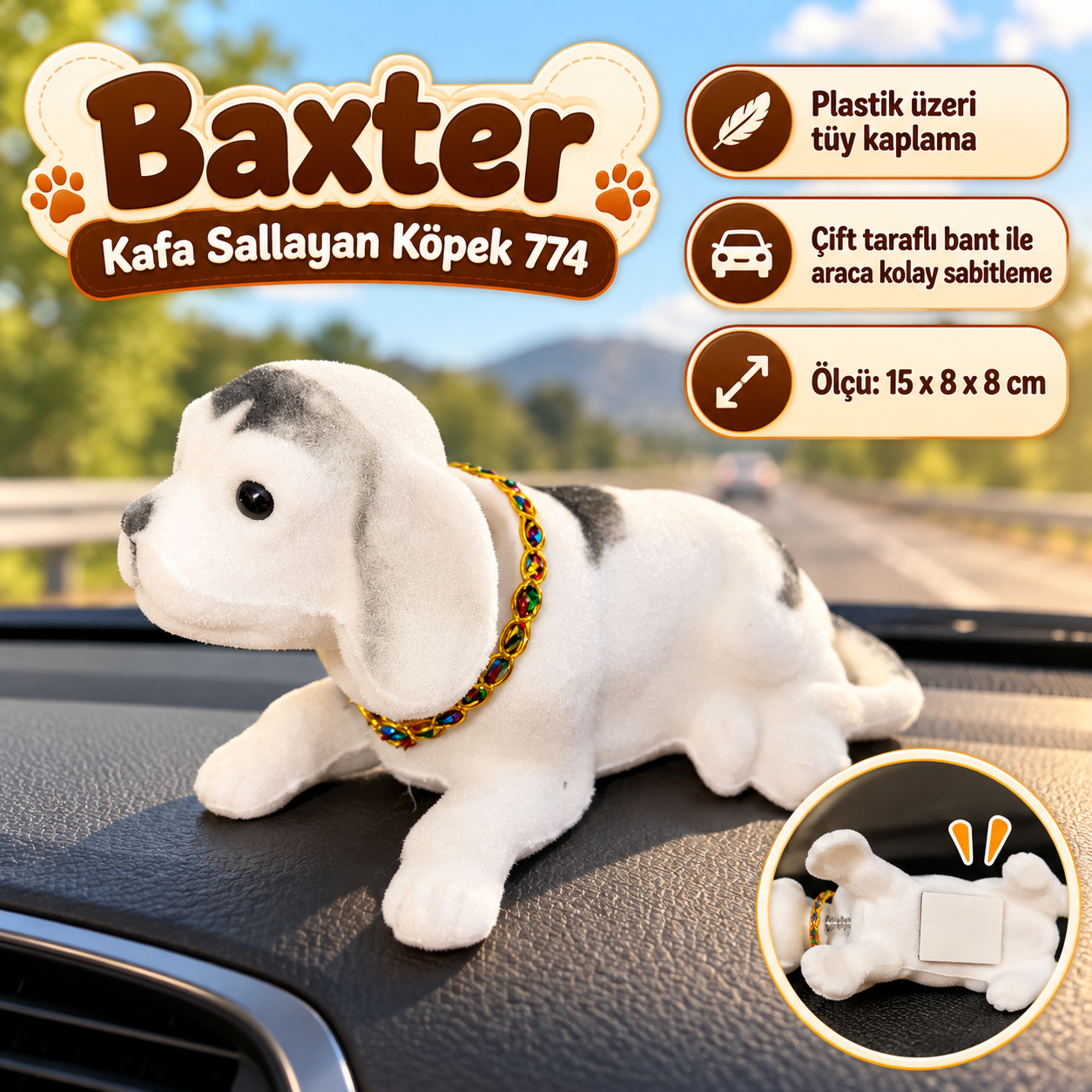 Baxter 774 Kafa Sallayan Köpek Torpido Üstü Araç İçi Nostaljik Aksesuar Köpek Biblo Dalmaçyalı
