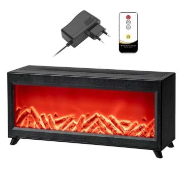 Alev Efektli Şömine Tasarımlı Buhar Difüzör Aromaterapi Hava Nemlendirici LED Işıklı Gece Lambası