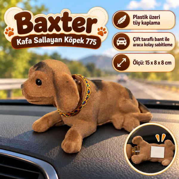 Baxter 775 Kafa Sallayan Köpek Torpido Üstü Araç İçi Nostaljik Aksesuar Köpek Biblo Büyük Boy