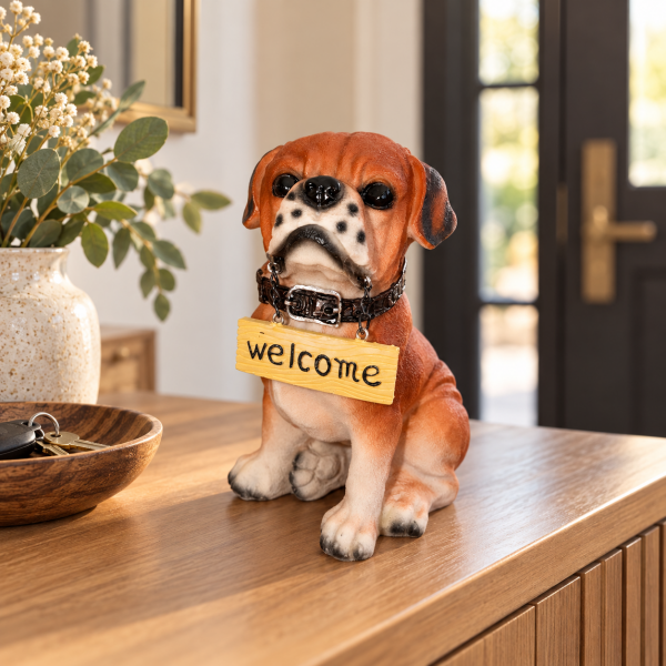 Buddy Welcome 771 Köpek Biblo Dekoratif Hoş Geldiniz Figürü Giriş Antre Aksesuar Obje 14 cm