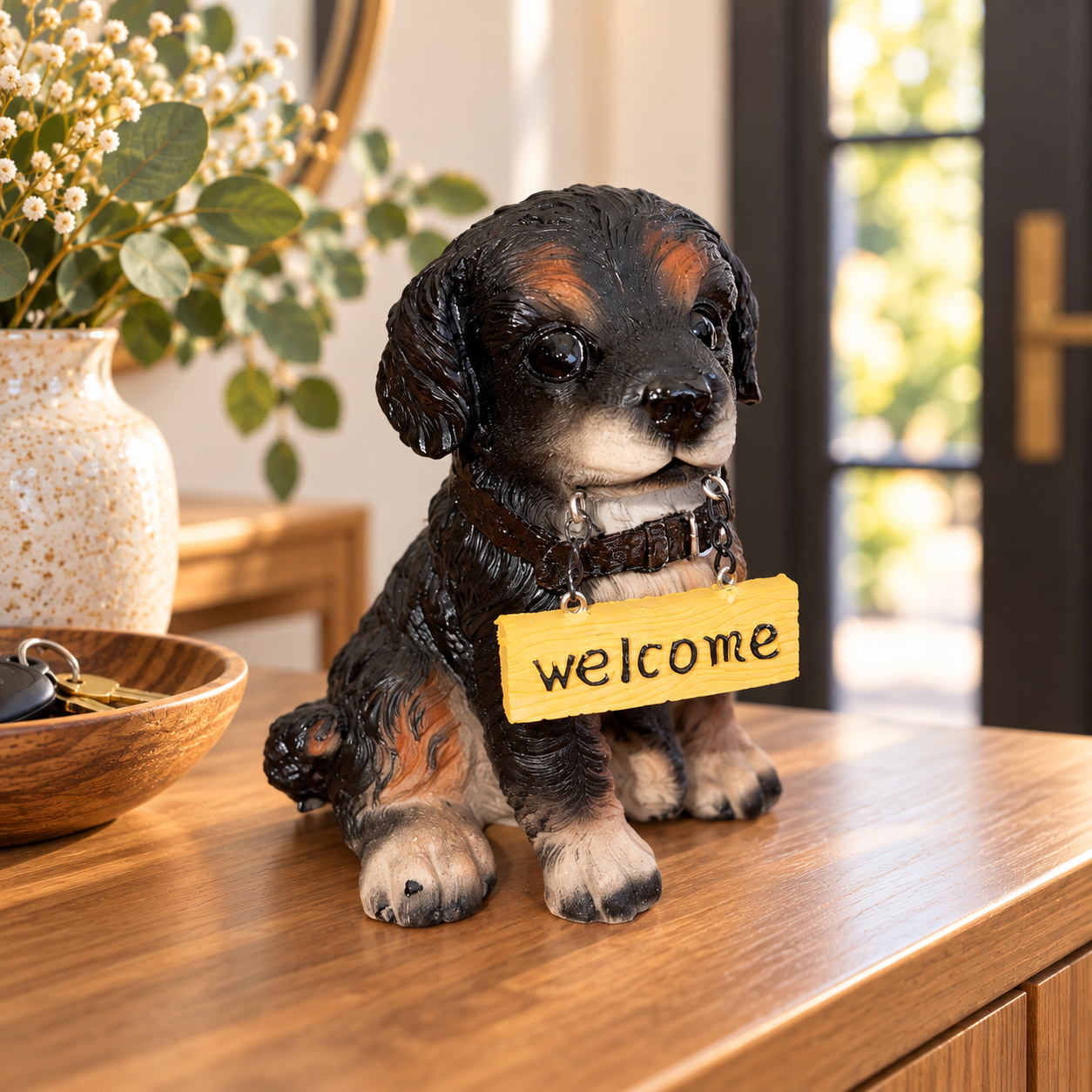 Buddy Welcome 772 Köpek Biblo Dekoratif Hoş Geldiniz Figürü Giriş Antre Aksesuar Obje 14 cm