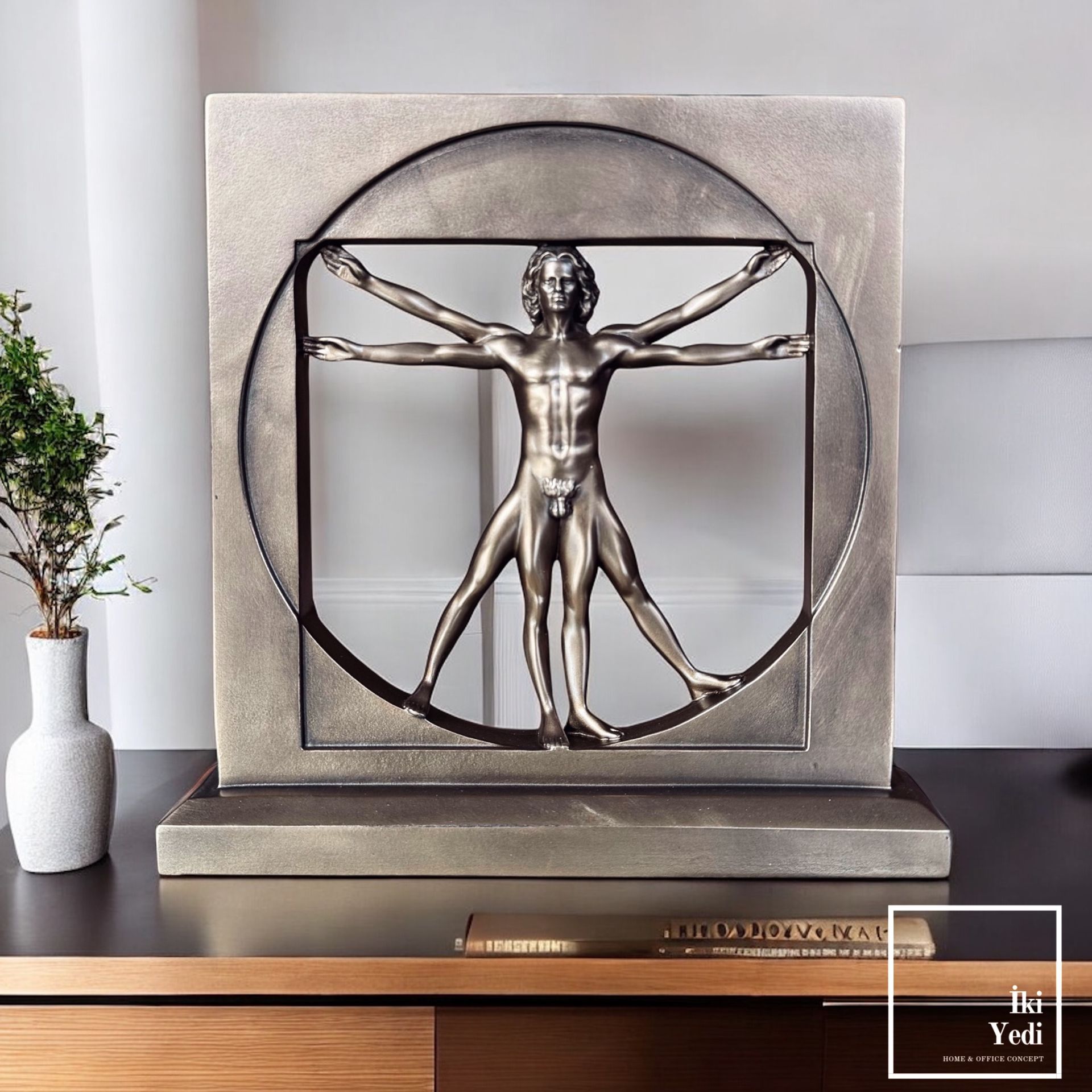 Veronese Da Vinci Vitruvius Adamı Bronz Heykel – Dekoratif Obje, Ev Ofis VIP Hediyelik Dekor