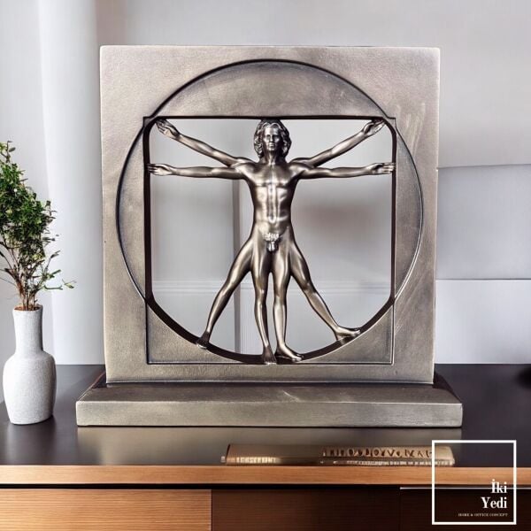 Veronese Da Vinci Vitruvius Adamı Bronz Heykel – Dekoratif Obje, Ev Ofis VIP Hediyelik Dekor