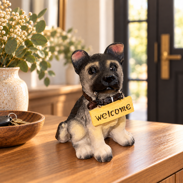 Buddy Welcome 774 Köpek Biblo Dekoratif Hoş Geldiniz Figürü Giriş Antre Aksesuar Obje 14 cm