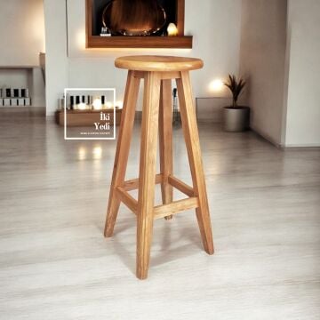 Kessie Ahşap Bar Taburesi Yüksek Oturum Sandalyesi Ağaç Malzeme Modern Bar Dekor